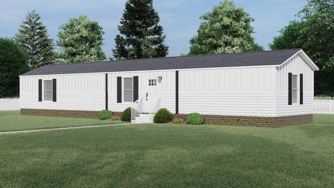 The CLARK   16X66 Exterior. This Manufactured Mobile Home features 3 bedrooms and 2 baths.